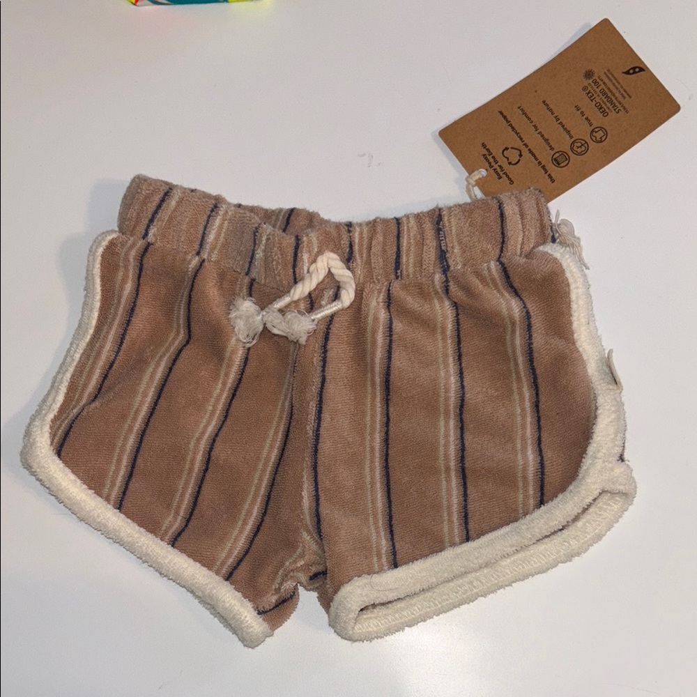 NWT Easy-peasy baby terry striped shorts